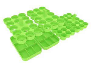 Feldherr paint racks + token trays for 4l Really Useful Boxes - 56 Citadel paint pots (12 ml / 18 ml / 24 ml) + game material