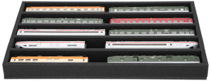 DS050A002 Foam inlay H0 Gauge - horizontal - 5 slots for model railway locomotives, wagons and vehicles