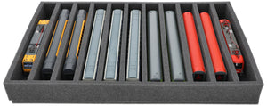 DS065A002 Foam inlay H0 Gauge - vertical - 11 slots for model railway locomotives, wagons and vehicles