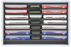 Euro Box mit Zugliege - 7 compartments for TT Gauge - for model railway locomotives, wagons and vehicles
