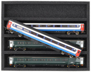 FS050A032 Foam inlay 00 Gauge - horizontal - 4 slots for model railway locomotives, wagons and vehicles