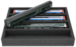 FS050A032 Foam inlay 00 Gauge - horizontal - 4 slots for model railway locomotives, wagons and vehicles