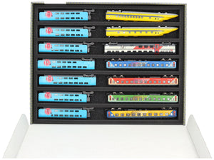 Feldherr Storage Box FSLB040 for model railway locomotives, wagons and vehicles - 7 slots for N gauge horizontal