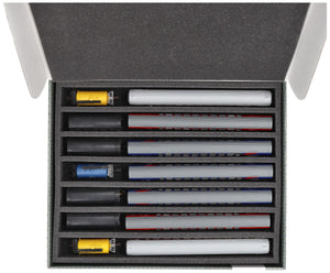 Feldherr Storage Box FSLB055 for model railway locomotives, wagons and vehicles - 7 slots for TT gauge vertical