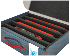 Feldherr Storage Box FSLB075 for model railway locomotives, wagons and vehicles - 5 slots for H0 gauge vertical