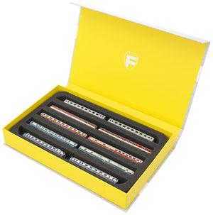 Feldherr Magnetic Box yellow for model railway locomotives, wagons and vehicles - 5 slots for Z Gauge - horizontal