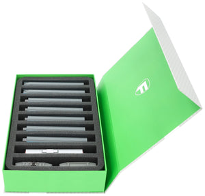 Feldherr Magnetic Box green for model railway locomotives, wagons and vehicles - 9 slots for N Gauge - vertical