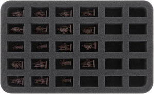 HS030A003 30 mm foam tray for miniatures in scale 1:100 (15 mm) – 30 compartments