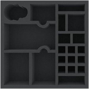 HUMFIQ060BO 258 mm x 258 mm x 60 mm foam tray for board games with 20 compartments