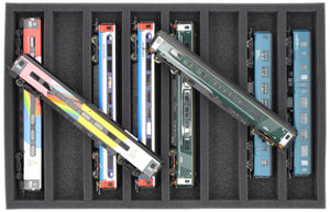 JV050A006 Feldherr foam insert for model railway - 00 scale - 8 compartments - for horizontal storage