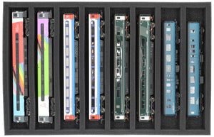 JV050A006 Feldherr foam insert for model railway - 00 scale - 8 compartments - for horizontal storage