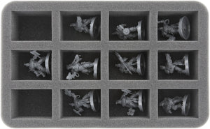 HS050A019 50 mm foam tray for miniatures in scale 1:56 (28 mm) – 12 compartments